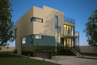 Проект двухэтажного дома с цокольным этажом и террасой