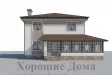 Дом с мансардой и застеклённой террасой в стиле хай-тек