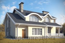 Дом из газобетона с оригинальной двухуровневой крышей 301.7 кв.м.