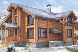 Дом из рубленого бревна на 230 кв. м с мансардой