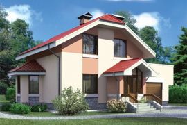 Двухэтажный кирпичный дом 11х12 м с гаражом-пристройкой