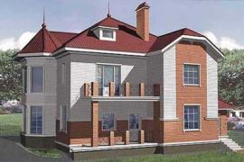 Проект дома из газобетона на 225 кв. м с мансардой и эркером