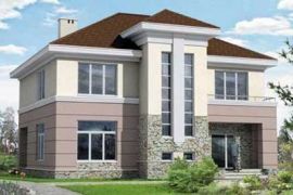 Двухэтажный коттедж из пенобетона на 210 кв. м оригинальной формы