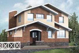 Двухэтажный коттедж из пенобетона на 210 кв. м с фигурной крышей