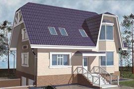 Двухэтажный коттедж 9х12 из газобетона с фигурной крышей