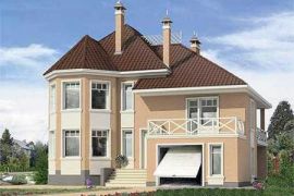 Проект дома из газобетона 12х13 м с мансардой и эркером