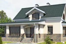 Проект дома 9 на 9,5 из кирпича в 3 этажа с эркером