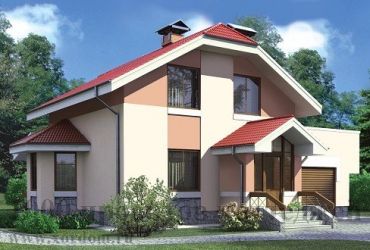 Двухэтажный кирпичный дом в классичсеком стиле с вальмовой крышей