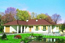 Одноэтажный кирпичный дом в стиле ранчо с гаражом