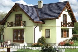 Двухэтажный кирпичный дом в стиле кантри оригинальной формы