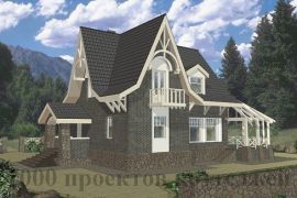 Трёхэтажный кирпичный дом с остроугольной крышей