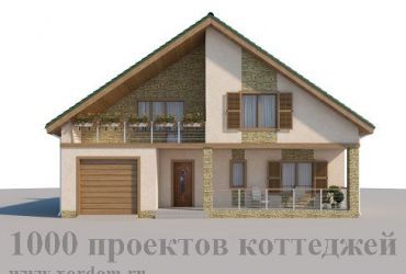 Проект двухэтажного кирпичного дома с гаражом и асимметричной планировкой