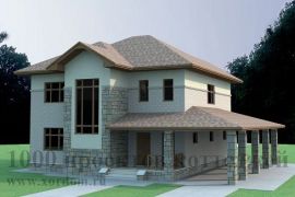 Двухэтажный кирпичный дом на 250 кв. м с крытой стоянкой для авто