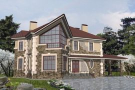 Изысканный двухэтажный кирпичный дом в стиле модерн