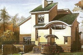 Четырёхэтажный дом из кирпича на 312 кв.м с фигурной крышей