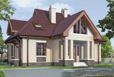 Двухэтажный кирпичный дом с колоннами: проект на 179 кв.м