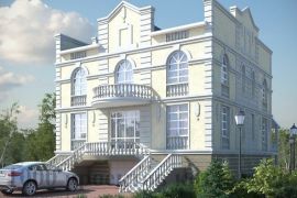 Трёхэтажный дом из кирпича в стиле дворца петровских времён