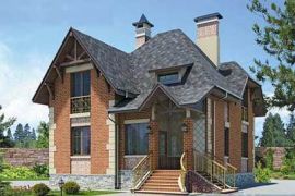 Проект дома из кирпича в 2 этажа на 160 кв.м в готическом стиле