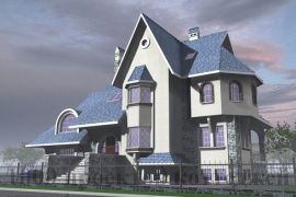 Дом из кирпича в 3 этажа более 500 кв.м в готическом стиле