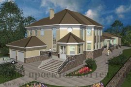 Проект дома из кирпича в 2 этажа на 652 кв.м с панорамными окнами