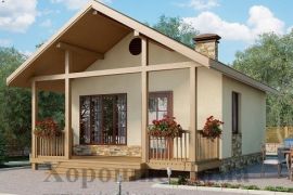 Здание на 35 кв. м: дом из газобетона с комнатой и гостиной