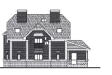 Двухэтажный кирпичный дом 13х15 м с фигурной крышей