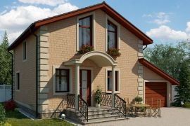 Малобюджетный дом из газобетона с гаражом и мансардой