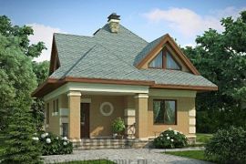 Проект дома из газобетона 8 на 9 м с многоскатной крышей