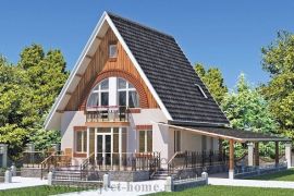 Проект дома из газобетона 8x8 под ключ с оригинальными окнами