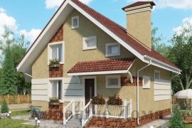 Дом из газобетона 8 на 8 м: проект в деревенском стиле