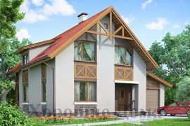Проект дома из газобетона в скандинавском стиле с мансардой