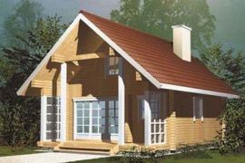 Проект дома из рубленого бревна 5,5 на 7,5 м с мансардой