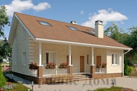 Проект дома из газобетона с террасой дод крышей