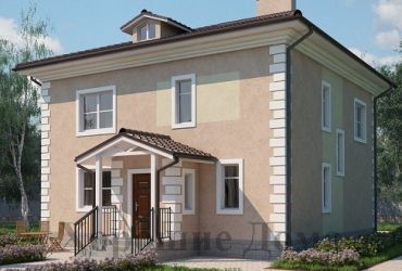 Двухэтажный дом из газобетона в стиле классицизма