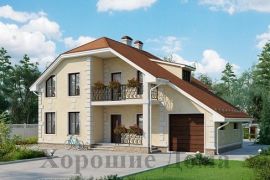 Дом из газобетона: проект с гарадом и террасой