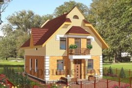 Двухэтажный дом с колоннами и вальмовой крышей