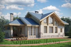 Проект дома с мансардой, зимним садом и терассой