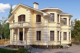 Двухэтажный дом в дворцовом архитектурном стиле