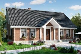 Дом из газобетона с эркером и мансардой водну комнату