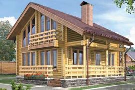 Дом из рубленого бревна на 100 кв. м в стиле кантри