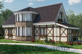 Проект дома из газобетона с полукруглым эркером, 190 кв.м.