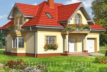 Проект дома из газобетона с четырьмя мансардными эркерами