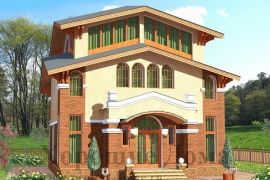 Проект трехэтажного дома в тосканском стиле 13x13