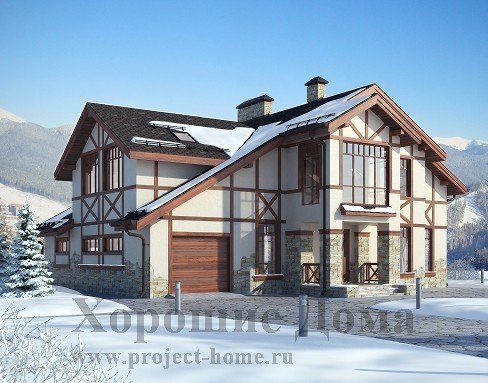 Проект дома в стиле шале 13.8x14.4 300 кв.м.