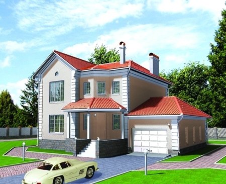 Проект дома 9х9 м с двускатной крышей и мансардой