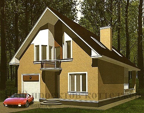 Двухэтажный кирпичный дом на 230 кв. м с двускатной крышей