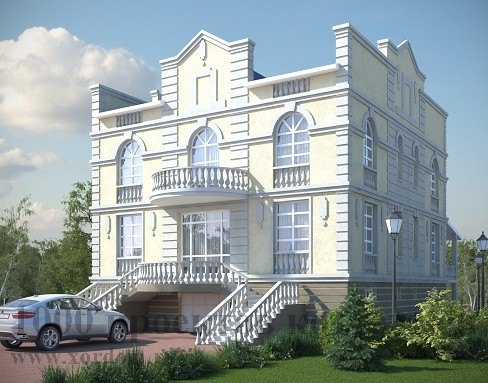 Трёхэтажный дом из кирпича в стиле дворца петровских времён