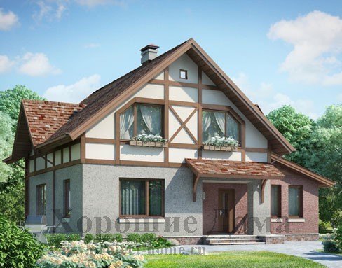Проект дома из гаxобетона с мансардой в чешском стиле