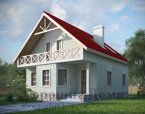 Проект двуxэтажного дома из газобетона с эркерами и балконом
