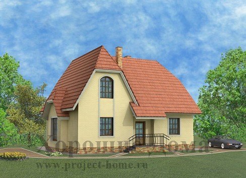 Дом с мансардой и асимметричной вальмовой крышей